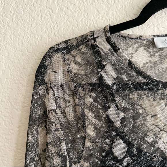 WAYF Small Snake Print Mini Dress Sheer Long Sleeve Boho Cottagecore Chic Edgy - Picture 3 of 11